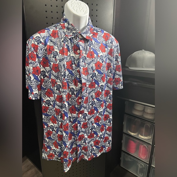 Pabst Blue Ribbon - PBR - Large - Floral Men's Shirt - (Beer) (EUC) - Picture 1 of 4